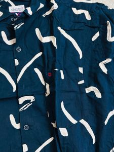 Navy Blue Printed Long Sleeve Shirt