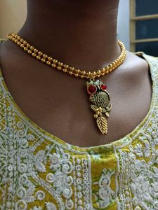 Owl Pendant Gold Tone Necklace