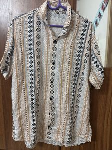 Patterned Short Sleeve Button Up