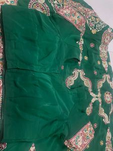 Emerald Green Embroidered Fabric