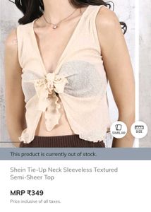 Tie-Up Neck Sleeveless Textured Semi-Sheer Top