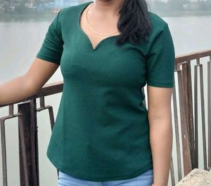 Emerald Green V-Neck Top