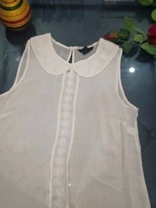 White Lace Detail Sleeveless Top