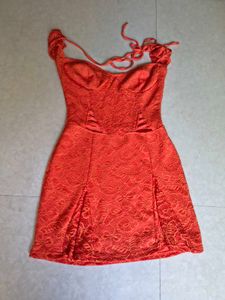 Orange Lace Mini Dress