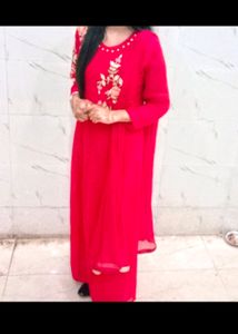 Side Cut Kurti With Plazo Pant And Dupatta