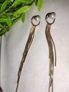 Pearl Chain Long Earings