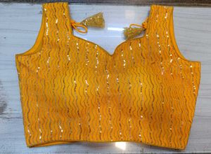 Yellow Net & Sequins Blouse