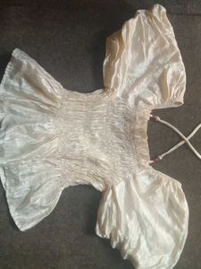 White Crop Top with Shirring