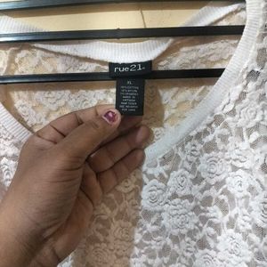 Rue21 White Lace Top - Size XL