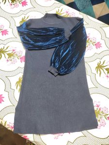 🥳Stylish Blue Velvet Sleeve Dress