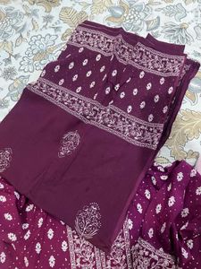 Purple Anarkali Dress With Dupatta
