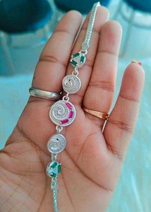 Pure Silver Elegant Gemstone Bracelet