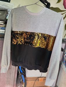 Shein Contrast Sequin Drop Shoulder Sweatshi