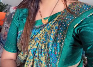 Kantha Stitched Green Saree