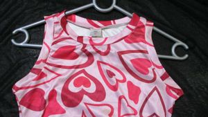 Pink Heart Print Tank Top