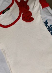 Girl Off White Cotton Top For 8 To 10 Yrs