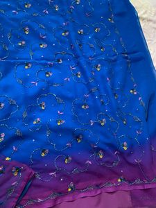 Blue Purple Party Wear Saree