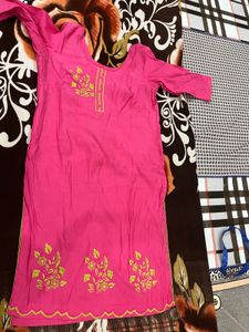 Pink Embroidered Kurta