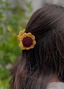 Crochet Sunflower Hair Claw Clip