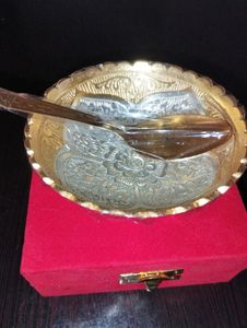 Artificial Gold And Silver Bowl And Spoon!