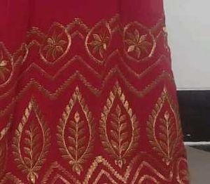 Red Palazzo Pants with Gold Detail