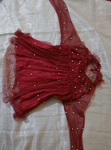 Woman Cute Rust Pearl Top