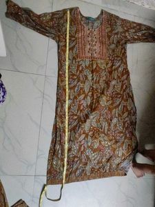Elegant Brown Printed Kurta Set