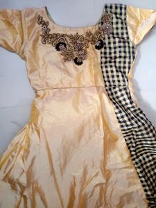 Anarkali Party Wear Golden Kurthi