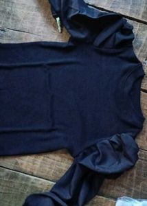 Elegant Blue Puff Sleeve Top