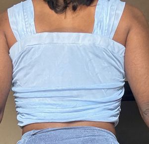 Baby Blue Ruched Crop Top