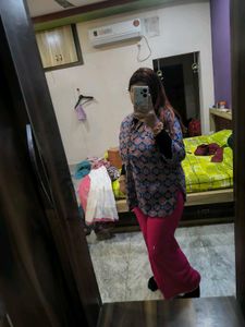 Pink Palazzo Pants with Gold Detail