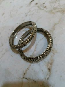 Silver Tone Rhinestone Bangles