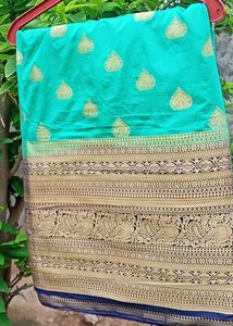 Elegant Teal Banarasi Saree