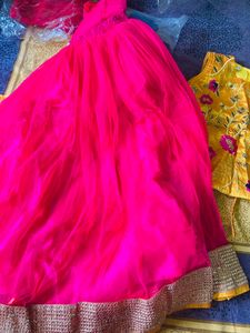 Bright Yellow Pink  Lehenga