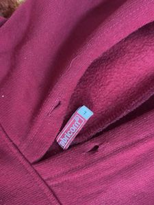 Maroon Hoodie with White Stripes