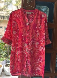 Utsa Floral  XS Kurti Rose Pink