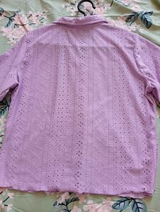Lavender Eyelet Button-Down Top
