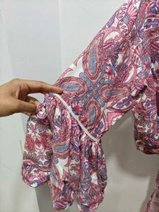 Paisley Print Tie-Front Top