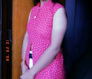 Pink Polka Dot Sleeveless Kurti