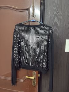 Sequin Embellished Long Sleeve Top