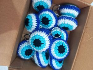 Handmade Crochet Evil Eye Keyring