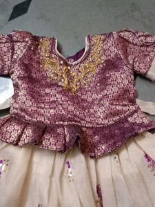 Kids&#39; Ethnic Wear: Purple &amp; Cream Frock