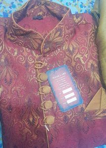 Burgundy & Gold Sherwani