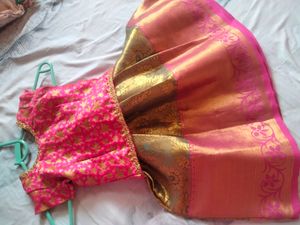 Pavdai Baby Lengha Semi Kanjeevram Pattu