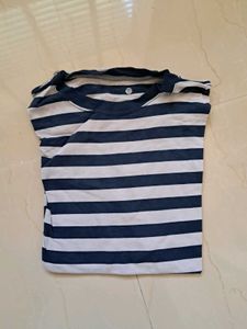 Mens Blue &amp; White Line Cotton Tshirt