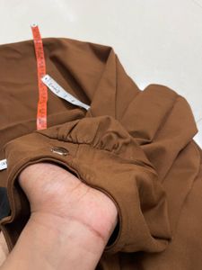 Brown Long Sleeve Midi Dress