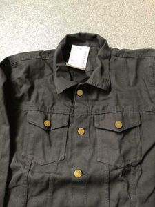 Montrez Stylish Black Denim Jacket, L Size