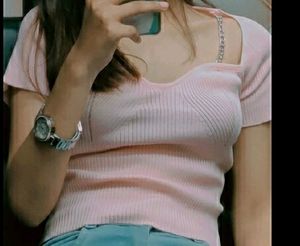 Korean Pink Top With Chain Detail