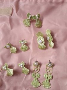 Green Pearl Lace Handmade Earrings