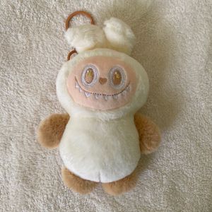 Labubu White Plushie Keychain
